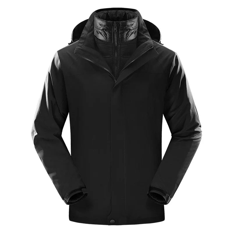 Factory Wholesale Two-Piece Overalls New Outdoor Three-In-One Jacket for Men Women Winter Cold-Proof Rabbit Button Zipper Front