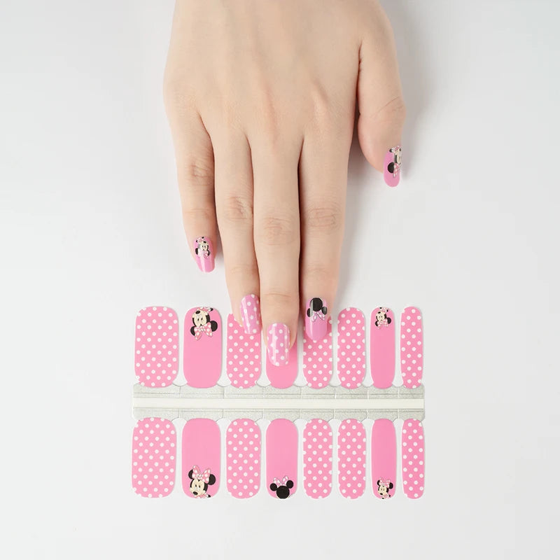 Huizi 2026 Pink Cartoon Pattern Nail Stickers Wholesale Nail Polish Custom New Designs Nail Wraps
