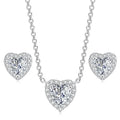 Fashion Trend Valentines Day Gift Heart Zircon Birthstone Necklace and Earring Jewellery Sets for Wedding Bridal
