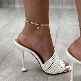 New Minimalist Zircon Fashion Jewelry Anklets 26 English Letters Stainless Steel Anklets Women Pendant Foot Jewelry