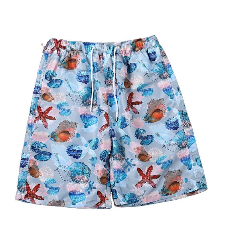 TTYY-520 SUMMER VACATION Men's Boxed Swim Trunk Pants Anti-UV Breathable Shark Print Beach Surfing