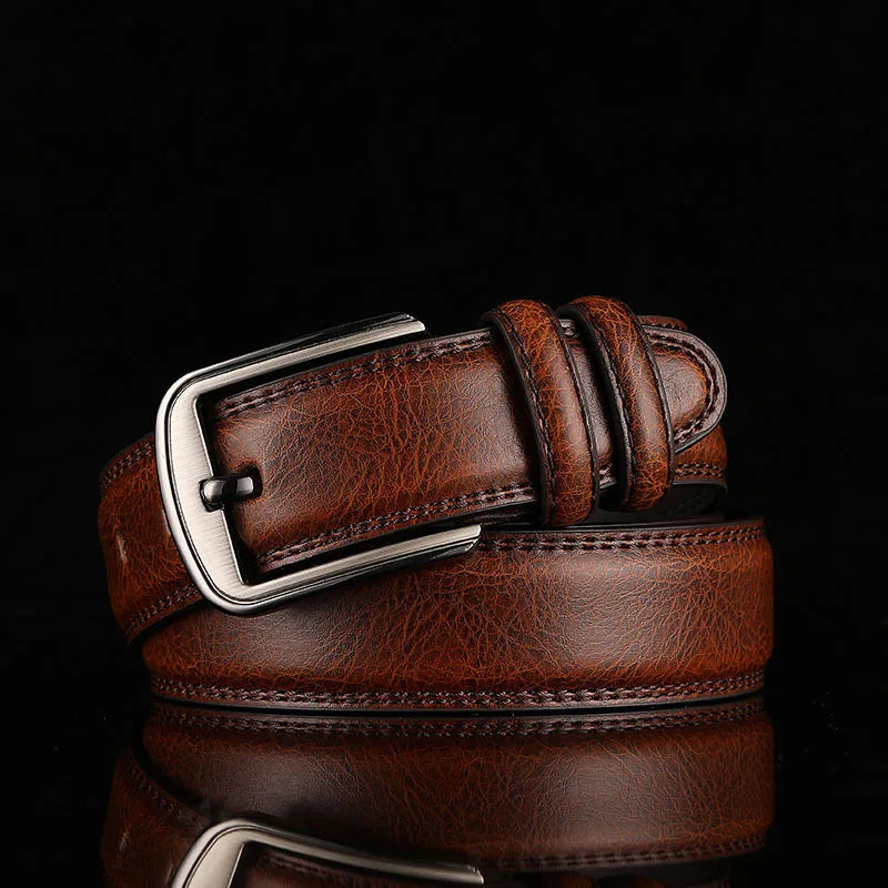 Wholesale Simple Leather Belts for Men Cowhide Leather Belt Alloy Buckle Genuine Leather Belt for Men
