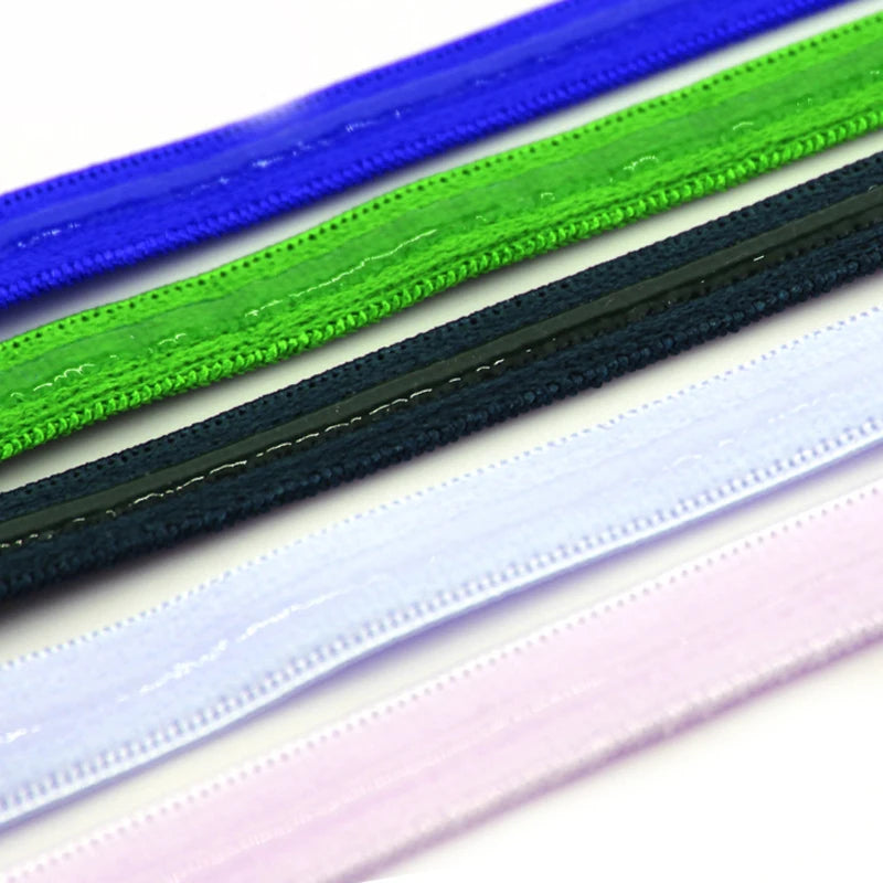 Custom Colors Nylon Spandex Shiny Bra Elastic Band 1cm 1.2cm 1.5cm Silicone-Coated Stock Webbing for 7 Days Underwear Elastic