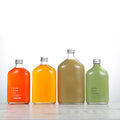 Hot Sale 350ml Empty Glass Juice Flat Flask Bottle with Aluminum Lid