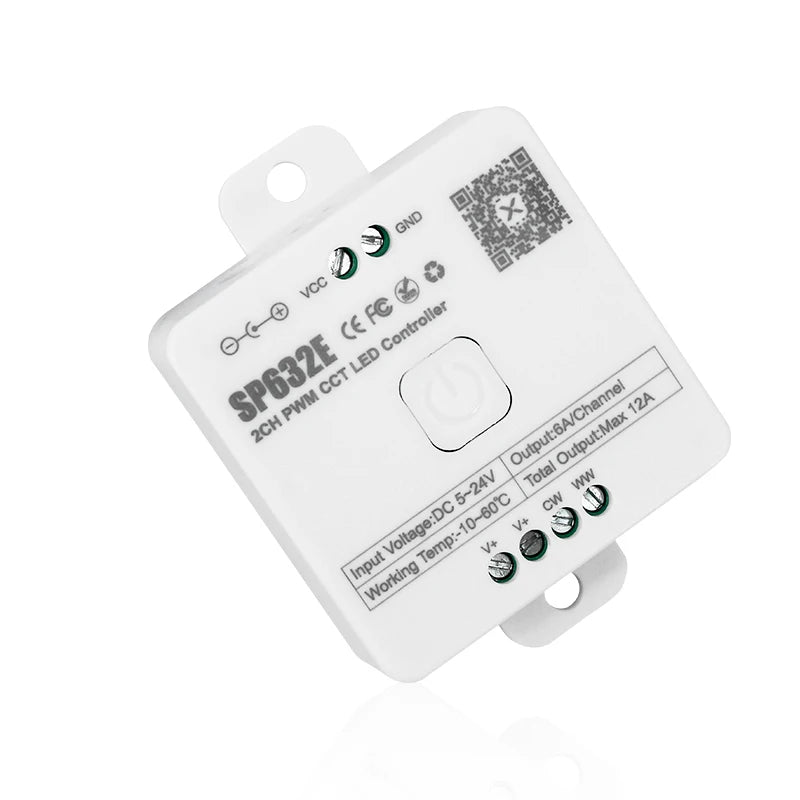 SP632E APP Controlled PWM CCT LED Music Strip 2-Channel Adjustable Color Temperature and Brightness Tunable Color Dimmer