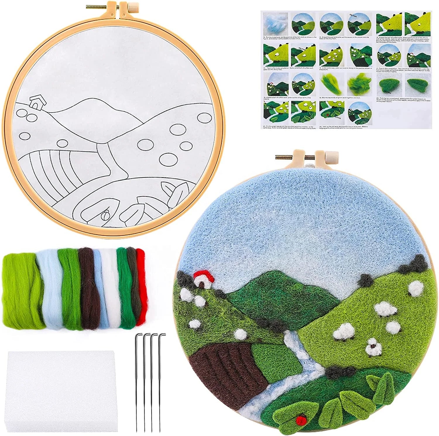 2026 Customized Wool Felt 2D Needle Felting Starters Kit-DIY Handmade Flower Design Shape Home Decoration Supplies Set Custom