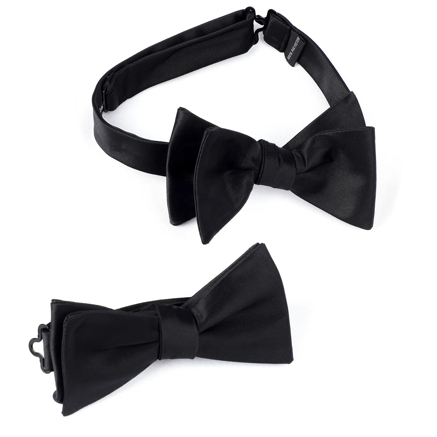 Professional Suit Black Matt Solid Men's Self Tie Bowtie Size Tape Polyester Jacquard Pattern Custom Logo Available BCSI