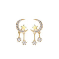 Fashion Earrings Jewelry 925 Sterling Silver Star Earrings Luxury Small Star Zircon Tassel Chain Stud Earrings Jewelry Women