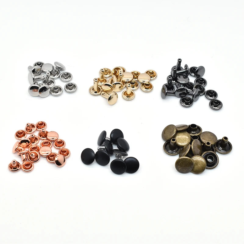 Wholesale Metal Mushroom Matte Black Rose Gold Silver Brass Double Cap Rivets Nickel-Free 8*6mm for Bag Shoe Garment