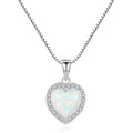 Fine Jewelry 925 Sterling Silver Love Heart Shape Natural Opal Pendant Necklace for Women Girls