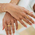 Women Starry Sky Series Stainless Steel Cutting Hollow Stars Stacking Ring
