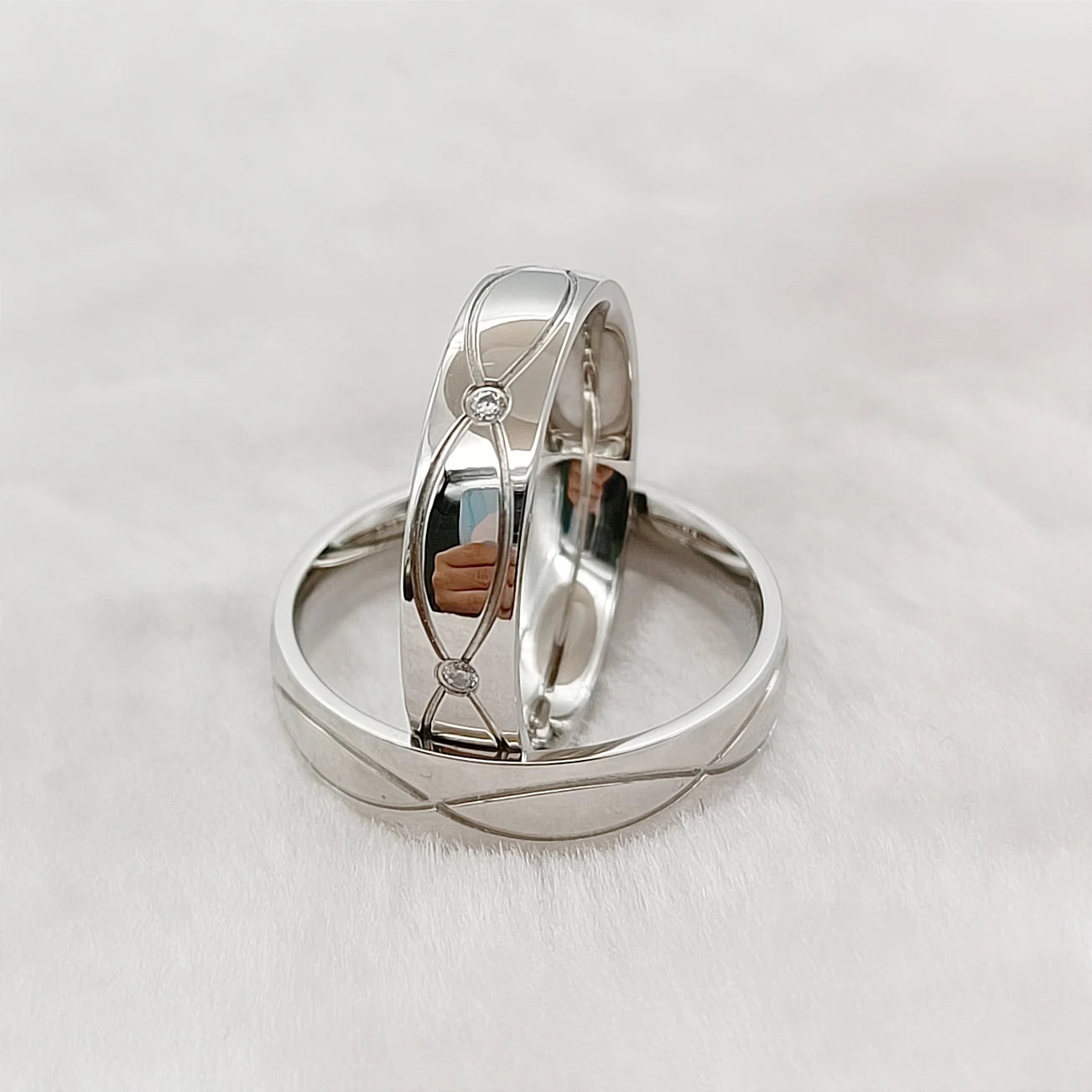 316l Stainless Steel Jewelry 2pcs Matching Bridal Promise Wedding Engagement Rings Sets Pair for Men and Women