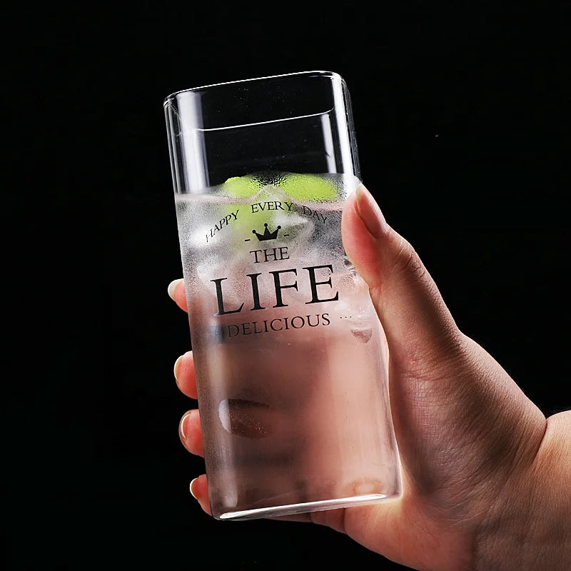 High Quality Lead Free BPA Free Handmade Square Glass Coffee Mug 12 oz 350ml Single Wall Dishwasher & Microwave Safe