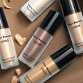 LOW MOQ High Quality Sample 24 Colors No logo Natural Skin Flawless Liquid Foundation Full Coverage Waterproof Makeup MegaBDM