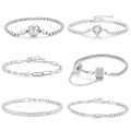 Authentic Plated Platinum 14k 18k Gold Plated Beads Tennis Bracelet for Women Birthday Valentine's Day Gift Fine Jewelry
