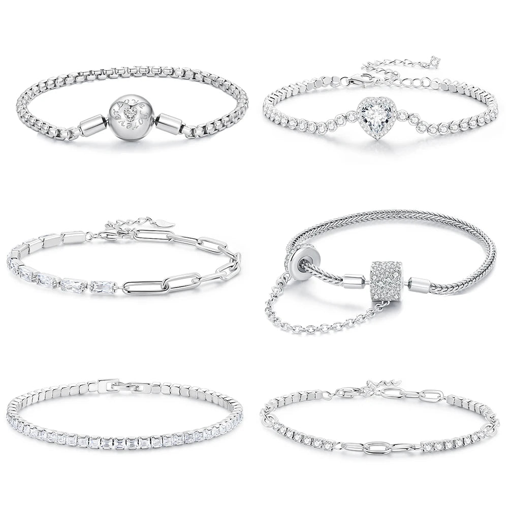 Authentic Plated Platinum 14k 18k Gold Plated Beads Tennis Bracelet for Women Birthday Valentine's Day Gift Fine Jewelry