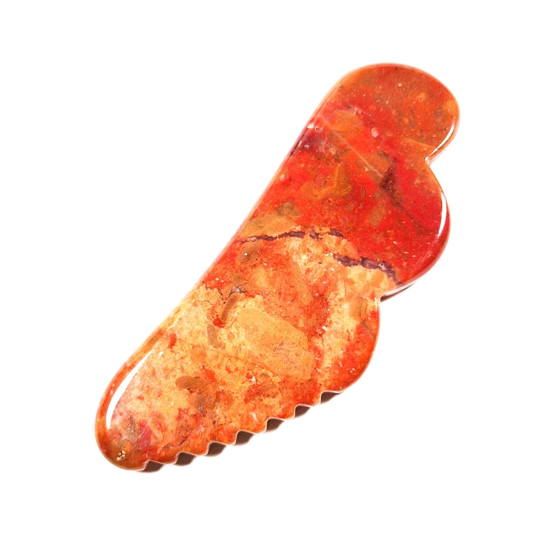HY Arrival jagged Mookaite jasper guasha tool good for health body equipment handmade guastone