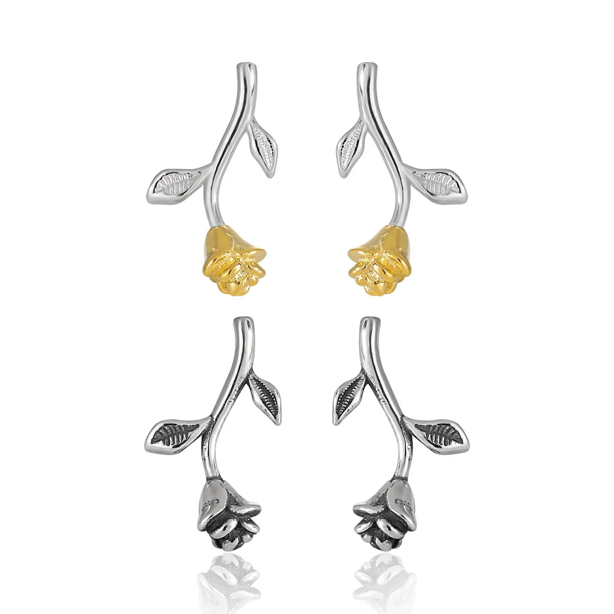Fashion Popular Design 925 Sterling Silver Rose Flower Shape Stud Earrings for Women Party Jewelry Gifts