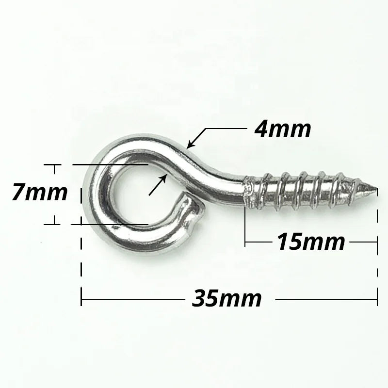 304 Stainless Steel Self-Tapping Ring Eye Bolts Hook Screw in Eye Screws #6