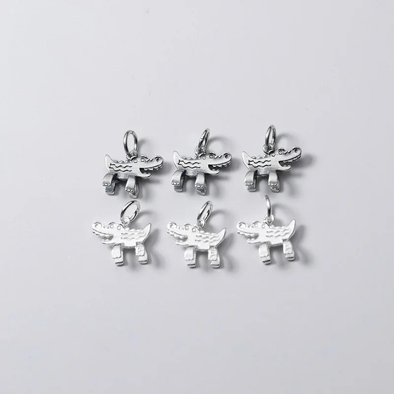 Small 925 Sterling Silver Crocodile Charms Silver Alligator Charm for Animals Jewelry Findings