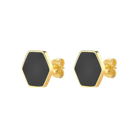 Minimalist Jewelry Gold Plated Stainless Steel Hexagon Earrings Geometric Drop Oil Stud Earrings for Women