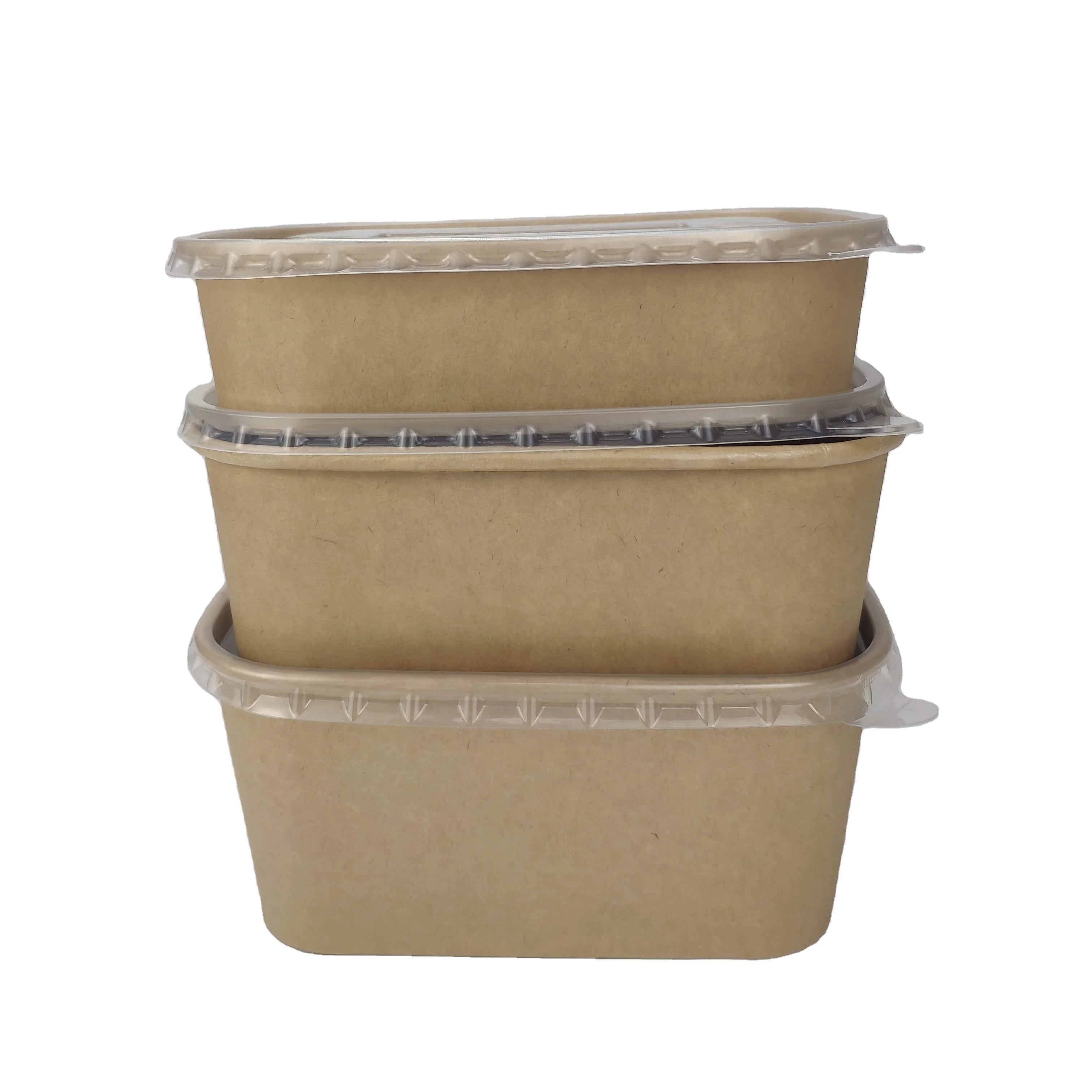 New Product Hot Sale Good Quality Factory Directly Supply Square Bowl Kraft Paper Rectangle Container Free Samples