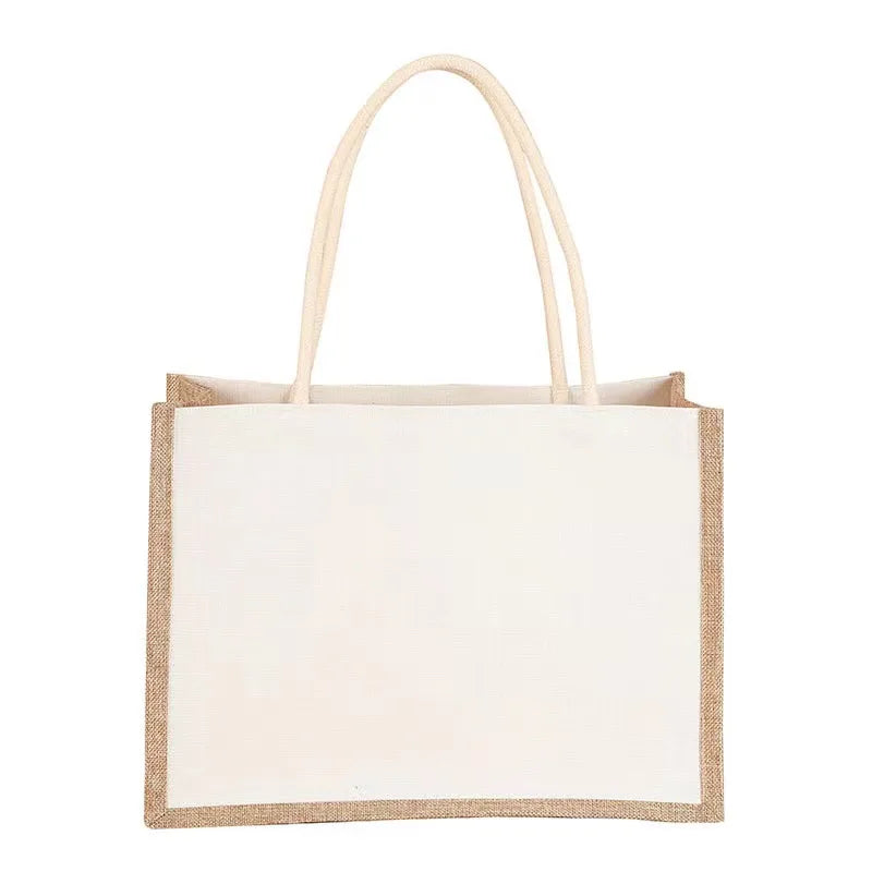 Sublimation Blank Splicing Reusable Small Reusable Shopping Bag Grocery Organizer Storage Bag Leisure Large Capacity Bag