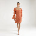 Eye-catching Long Sleeve Tight Dress Dress Orange Ladies Clubbing Dresses