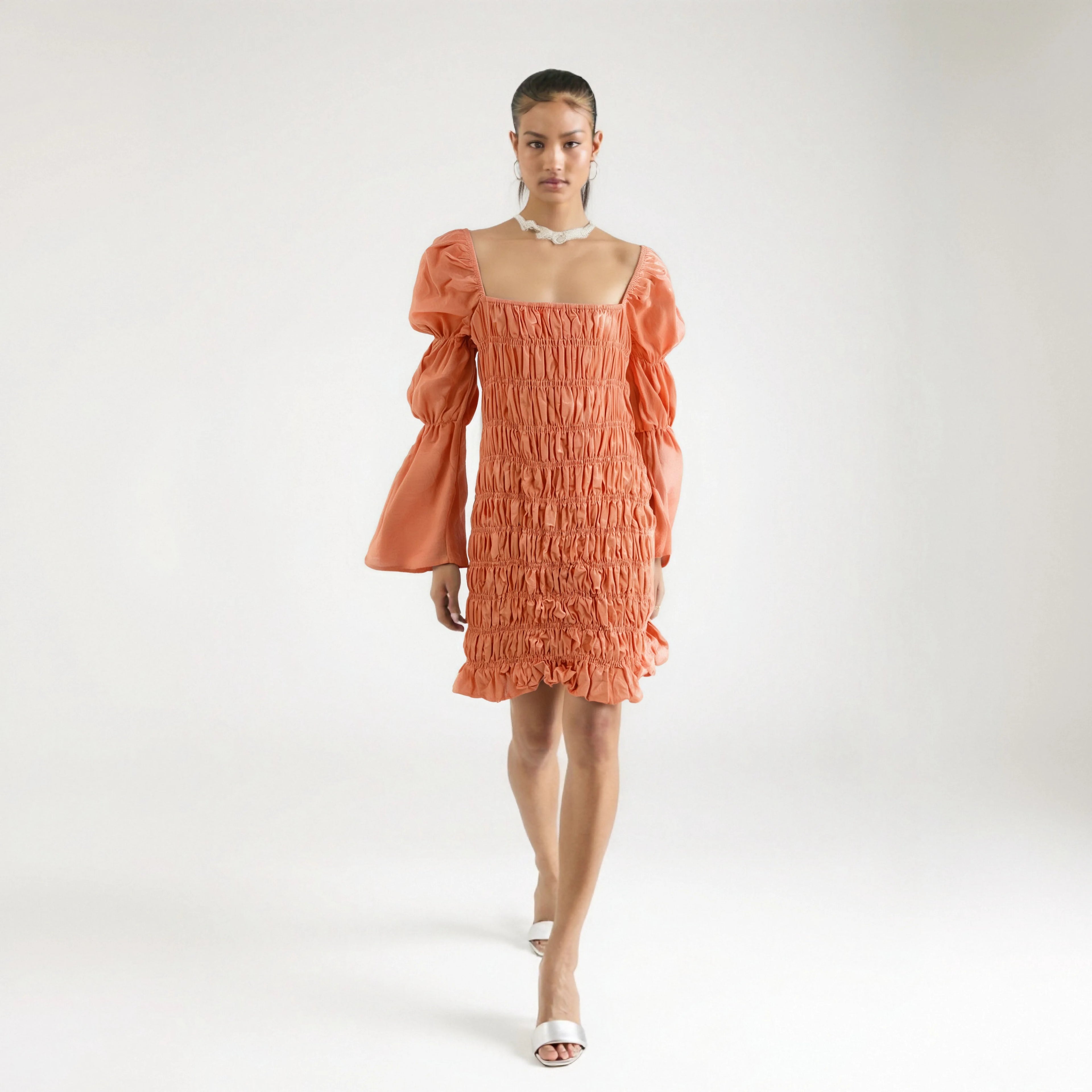 Eye-catching Long Sleeve Tight Dress Dress Orange Ladies Clubbing Dresses