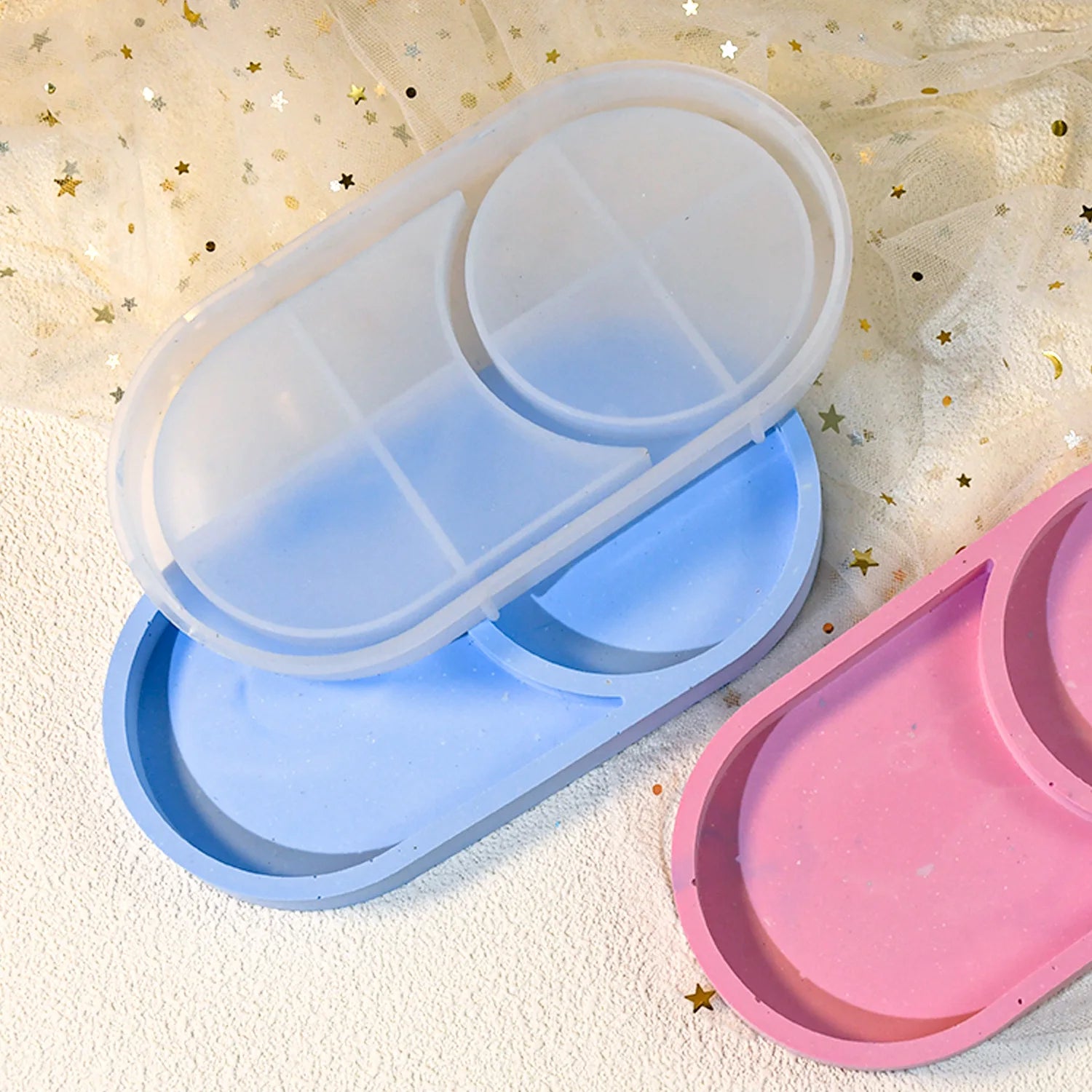 Diy Oval Dividing Plate Round Storage Tray Drip Glue Mold New Multi-specification Silicone Mold Jewelry