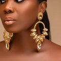 Kaimei 2022 Earring Fashion Jewelry Hot Selling Rhinestone Earrings Women Luxury champagne Geometric Statement Bridal Earrings