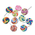 3D Spiral Lollipop Miniature Soft Polymer Clay Stripe Swirl Sweet Candy Cabochons Planar DIY Toys Phone Cover Ornament