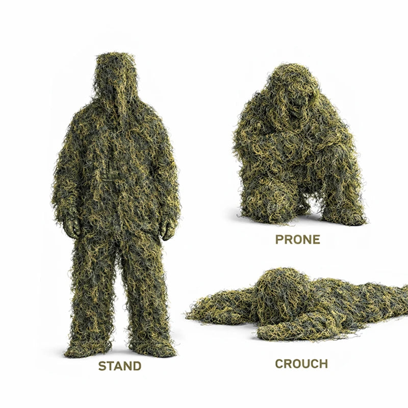 2026 Hottest Mossy Tactical Hunting Clothing Windproof Breathable Waterproof Woodland Ghillie Suits Animal Camo Ghillie Kits