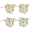Dot Design Small Candy Chocolate Paperboard Boxes Ribbon Square Recyclable Gift Favor Boxes for Wedding Birthday Party Supplies
