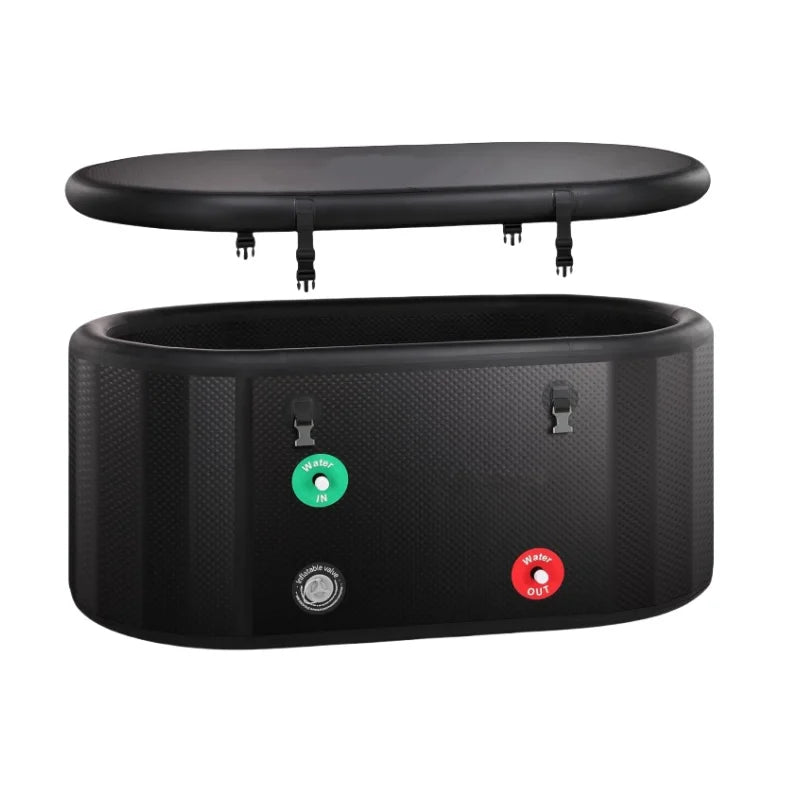 Vanace Portable Inflatable Spa Pool PVC Ice Bath Cooler Machine Water Chiller for Cold Plunge Therapy Black Tub Recovery Barrel