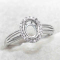 Sterling Silver 6*8/7*9mm Semi Mount Ring Empty Frame Blank Support Claws Setting S925 Base Without Center Stone DIY for Inlay
