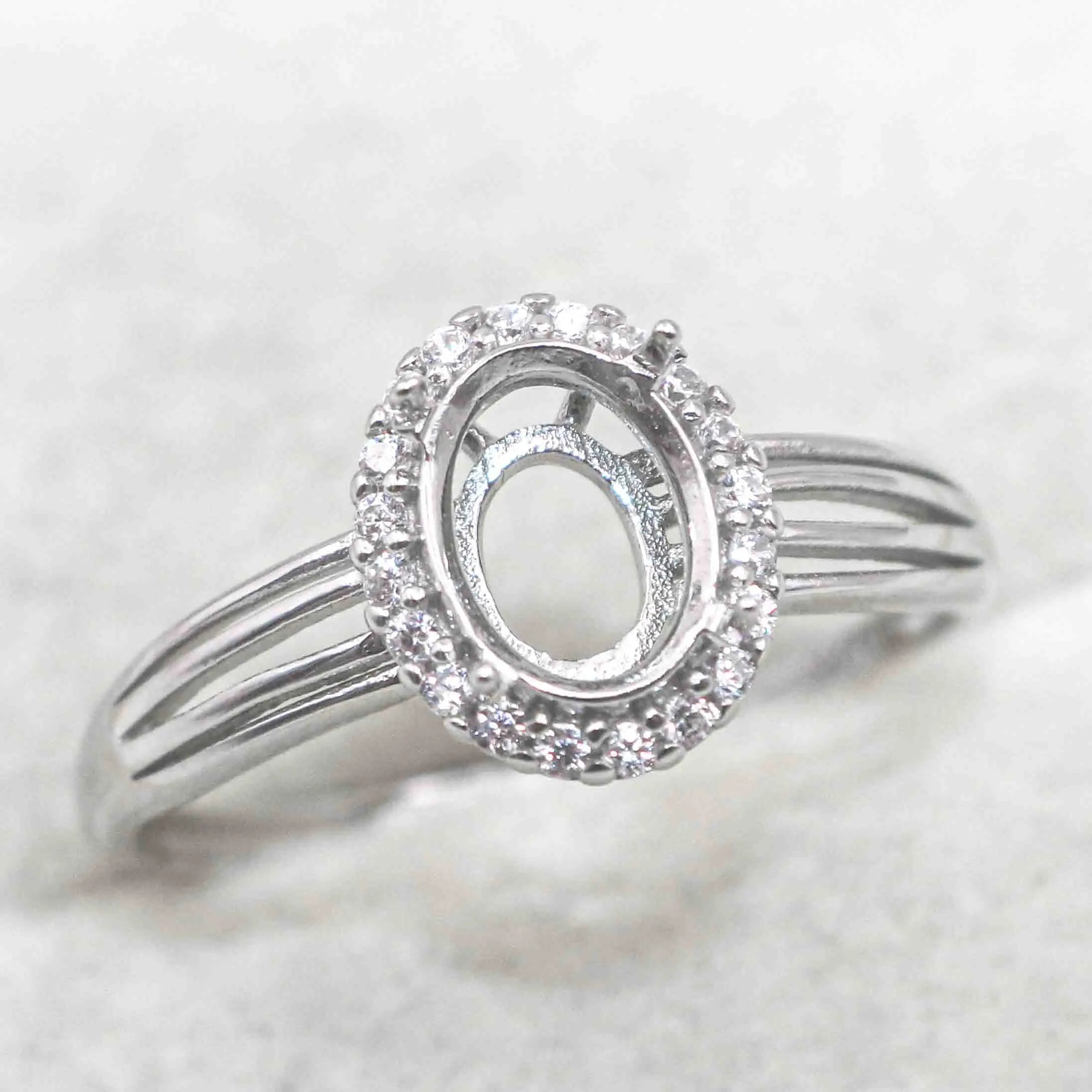 Sterling Silver 6*8/7*9mm Semi Mount Ring Empty Frame Blank Support Claws Setting S925 Base Without Center Stone DIY for Inlay