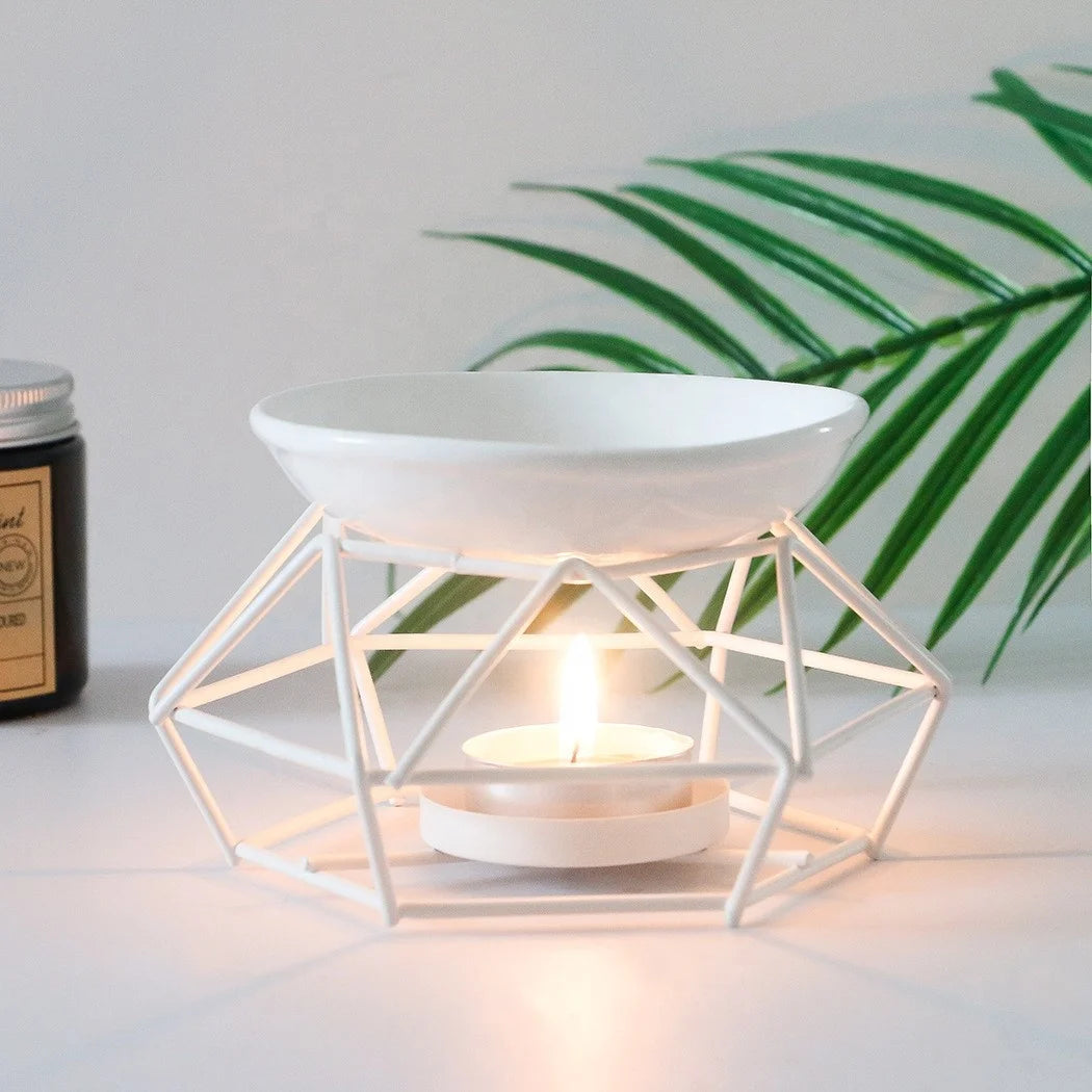 Popular High Quality Porcelain White Tart Wax Warmer With Metal Holder for Home Use