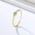 Fashion Design Simple 14K Gold Plated Cubic Zircon 925 Silver Green Gemstone Ring Jewelry Cz Turkish Evil Eye Rings