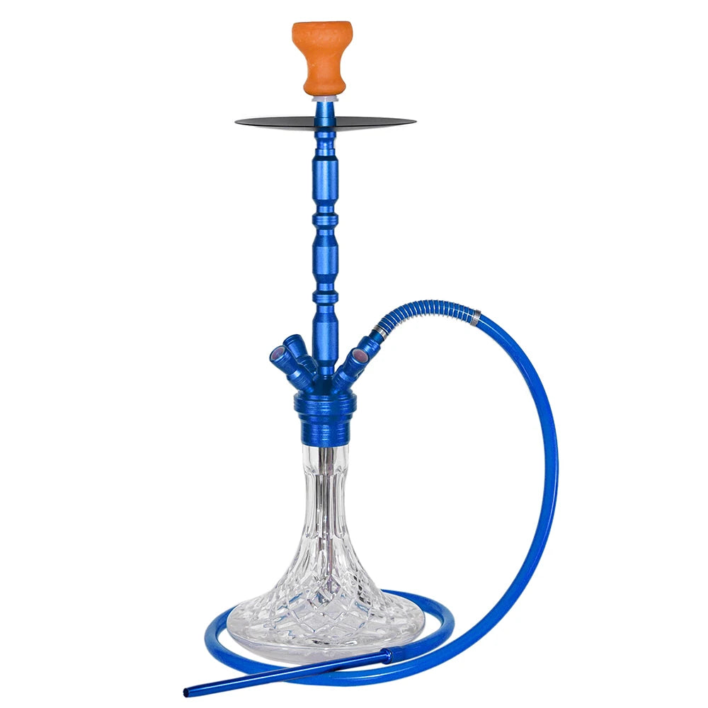 New Design Hot Sale Luxury Frosted Aluminum Hookah Shisha Set with 4 Hoses and Glass Bottle