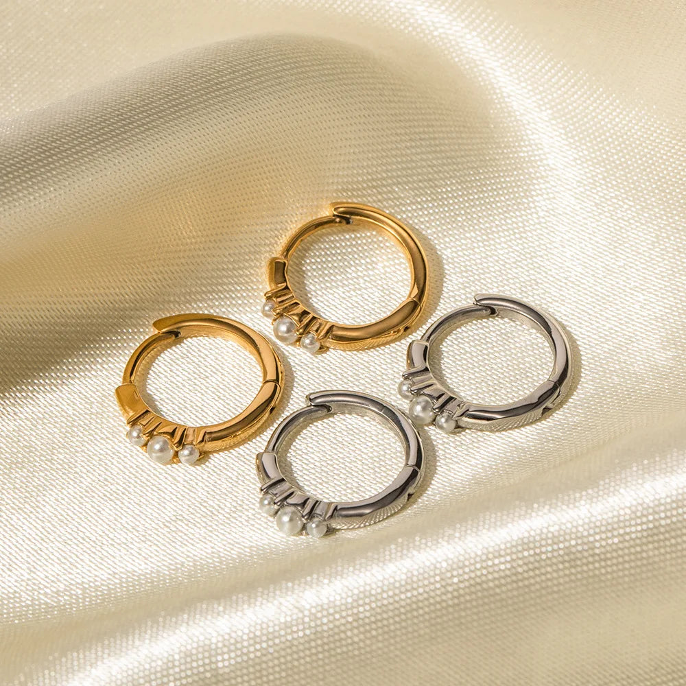 New Arrival Two Layer Unique Design Hoop Earring 18K Gold Plated Stainless Steel Waterproof Tarnish Free C Earring
