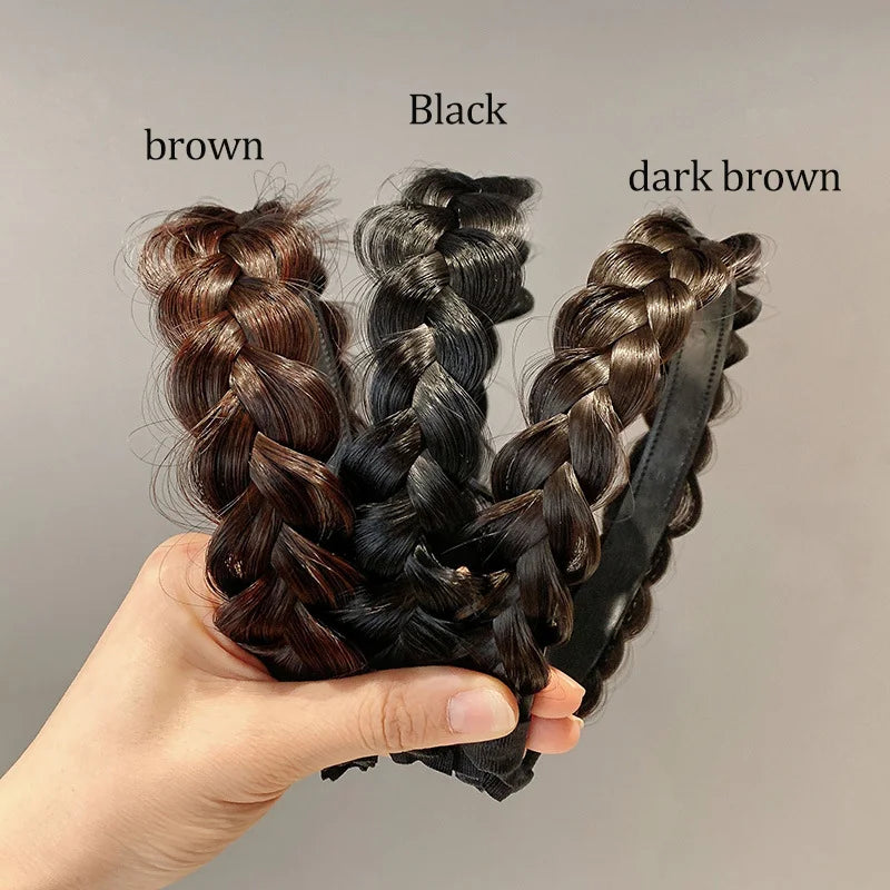 Fishbone Braid Wig Headband Integrated Twist Braid High Skull Top Headband With Teeth Non-slip Hairpin Headband Female Headdress