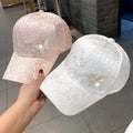 Wholesale Custom logo Crystal Diamond Butterflies Accessories Baseball Cap Women Outdoor Sunshade Sunscreen Baseball Cap