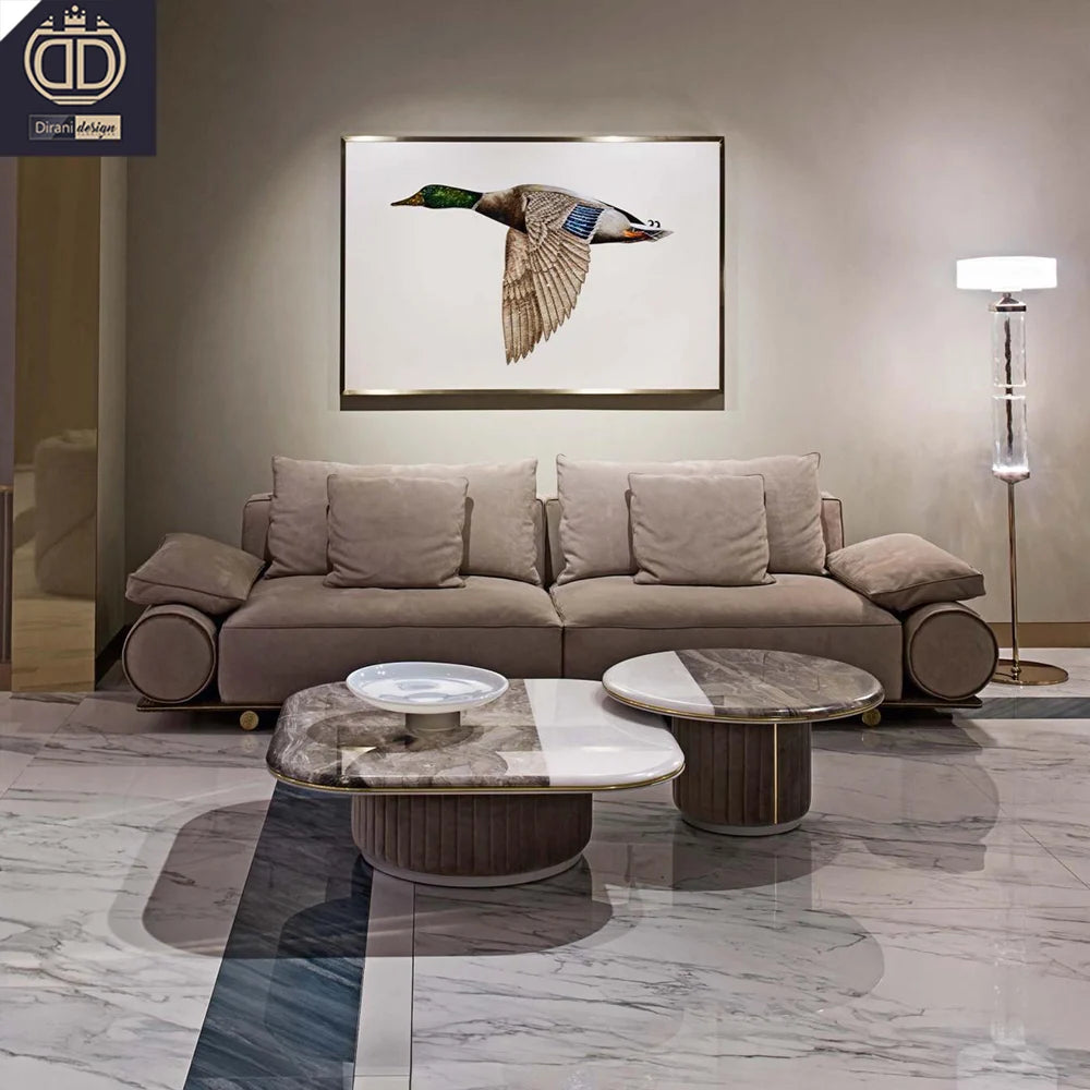 Dirani VISIONNAIRE-CT-02-MILLER Round Square Italian Design Modern Luxury Marble Coffee Table for Living Room