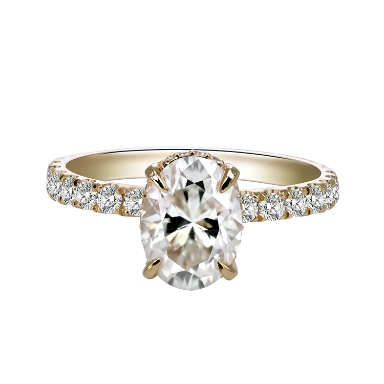 14k Yellow Gold Ring 6x8mm 1.2 Carat Oval Moissanite d Color Vvs 14k Gold Wedding Engagement Ring