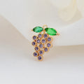 Factory Wholesale Brass 14K Gold Plated Purple Zircon Grape Pendants Fruit Charm 16*13mm for Earrings Necklace Jewelry Making