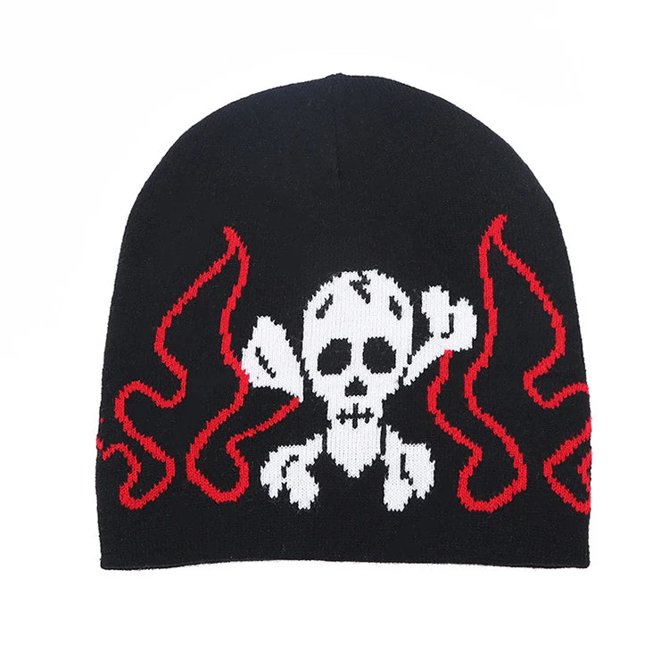 Wholesale Factory 100% Acrylic Winter Hats Custom Unisex Skull Jacquard Knitted Beanie Hat