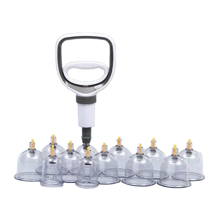 Traditional Biomagnetic Vacuum Cupping Therapy Set (24 Cups) Jinkang Chinese Body Massager ABS Clear RIBON MED RBJK-088-24 CE