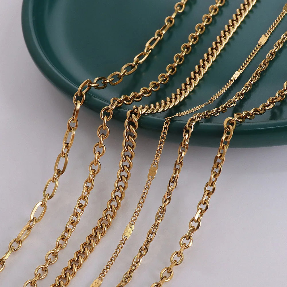 Dainty Fashionable 18k Gold Plated Jewelry Stainless Steel Ball Bead Gold Chain Necklace for Women collares para mujer