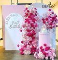 ISEVIAN Red Pink Artificial Flower Wall Backdrop Arrangement Wedding Arch Decoration